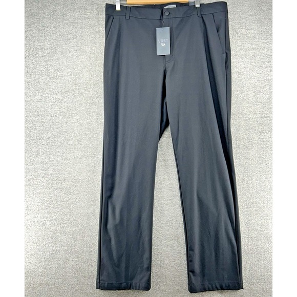 VRST Commuter Athletic Fit Pants Men Size 38x32 Performance Golf Black - Picture 1 of 9